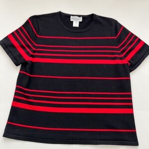 Pendleton Women's Striped Short Sleeve T-Shirt Size Large Silk Blend Red…